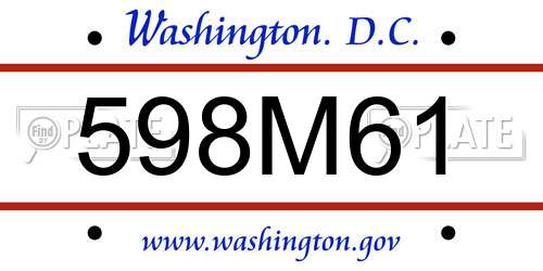 598M61 District Of Columbia License Plate