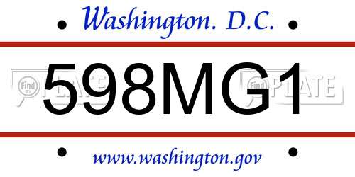598MG1 District Of Columbia License Plate