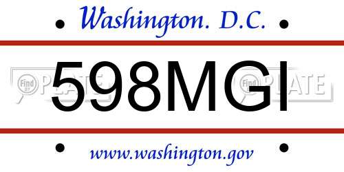 598MGI District Of Columbia License Plate