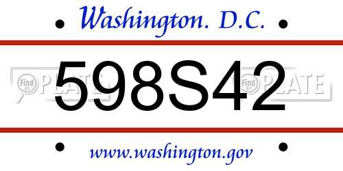 598S42 District Of Columbia License Plate