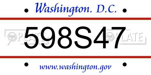 598S47 District Of Columbia License Plate