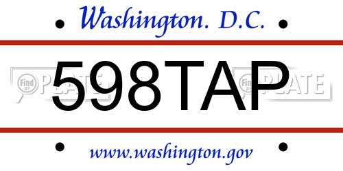 598TAP District Of Columbia License Plate