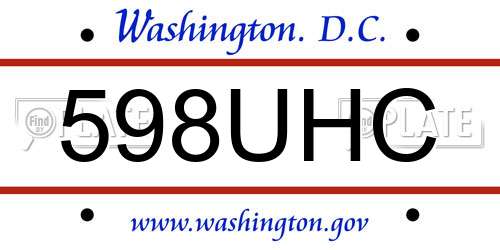 598UHC District Of Columbia License Plate