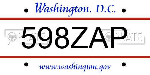 598ZAP District Of Columbia License Plate