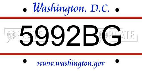 5992BG District Of Columbia License Plate