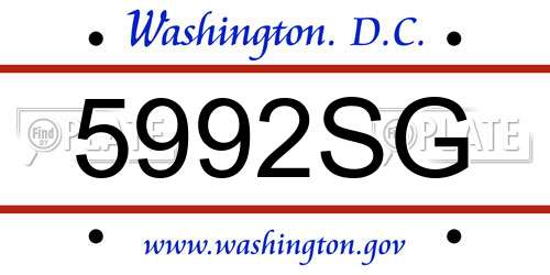 5992SG District Of Columbia License Plate