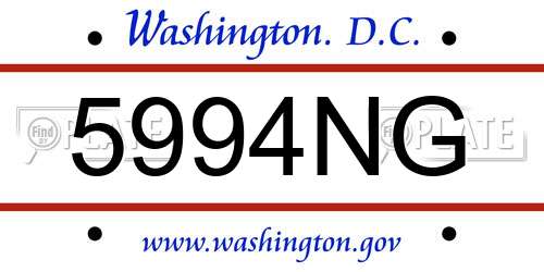 5994NG District Of Columbia License Plate