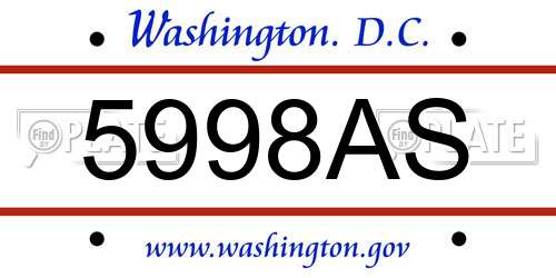 5998AS District Of Columbia License Plate