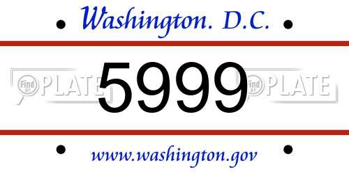 5999 District Of Columbia License Plate