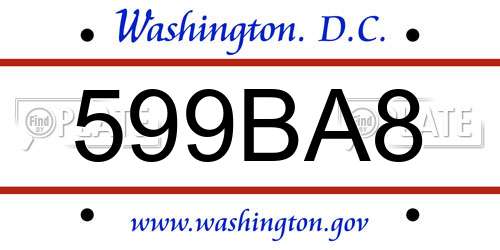 599BA8 District Of Columbia License Plate
