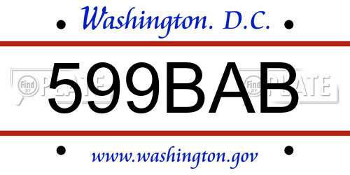599BAB District Of Columbia License Plate
