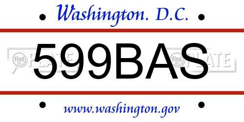 599BAS District Of Columbia License Plate
