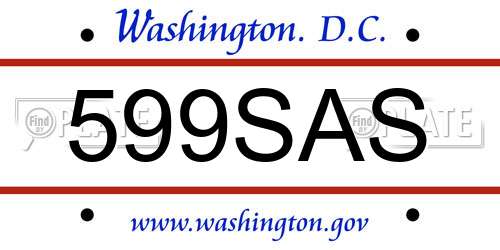 599SAS District Of Columbia License Plate
