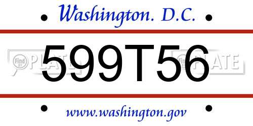 599T56 District Of Columbia License Plate
