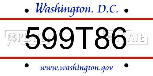 599T86 District Of Columbia License Plate