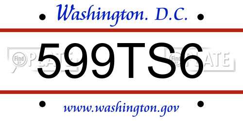 599TS6 District Of Columbia License Plate
