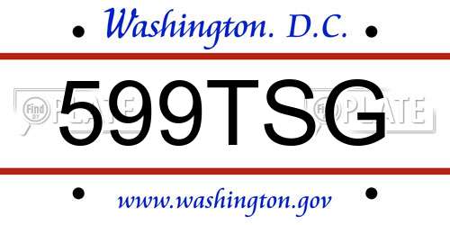 599TSG District Of Columbia License Plate
