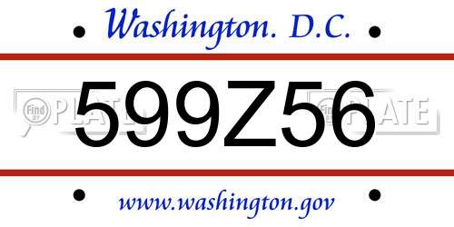599Z56 District Of Columbia License Plate