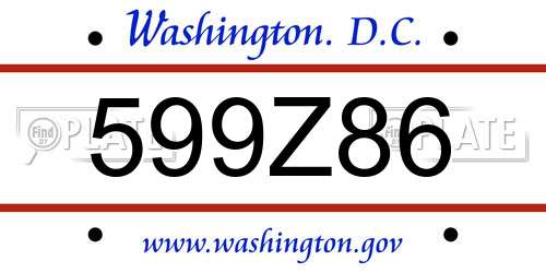 599Z86 District Of Columbia License Plate