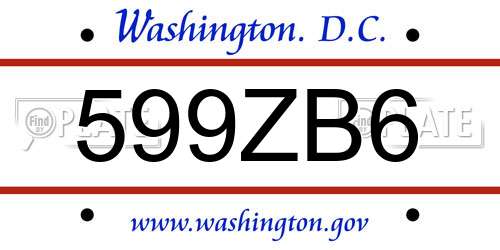 599ZB6 District Of Columbia License Plate