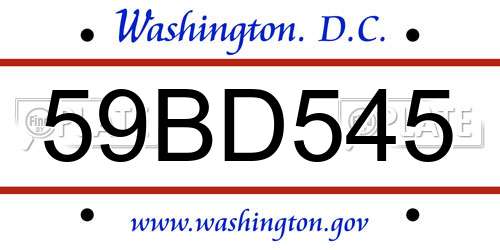 59BD545 District Of Columbia License Plate