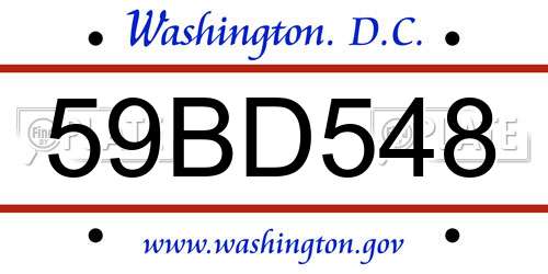 59BD548 District Of Columbia License Plate