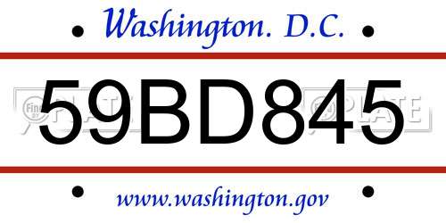 59BD845 District Of Columbia License Plate