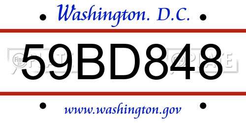 59BD848 District Of Columbia License Plate