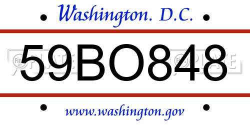 59BO848 District Of Columbia License Plate