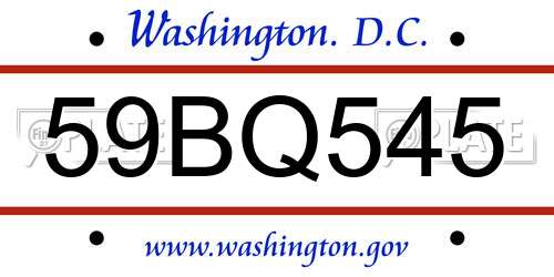 59BQ545 District Of Columbia License Plate