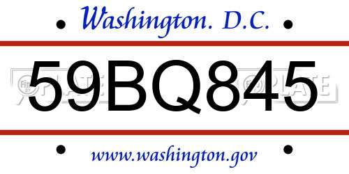 59BQ845 District Of Columbia License Plate