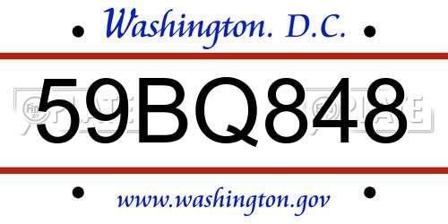 59BQ848 District Of Columbia License Plate
