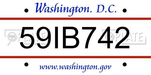 59IB742 District Of Columbia License Plate