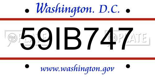 59IB747 District Of Columbia License Plate