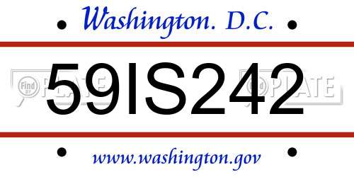 59IS242 District Of Columbia License Plate
