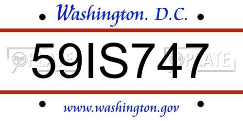 59IS747 District Of Columbia License Plate