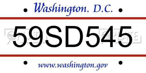 59SD545 District Of Columbia License Plate