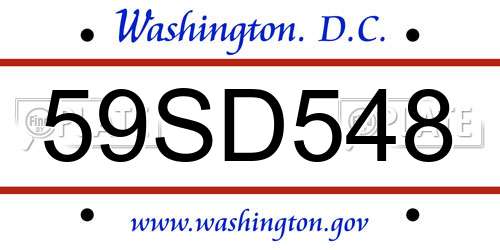 59SD548 District Of Columbia License Plate
