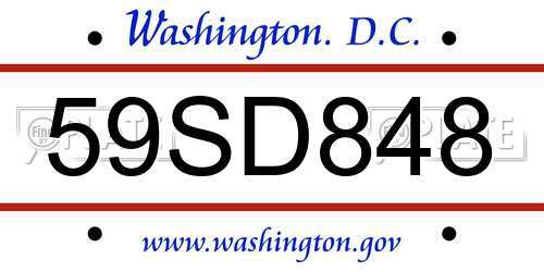 59SD848 District Of Columbia License Plate
