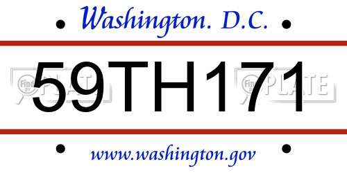 59TH171 District Of Columbia License Plate