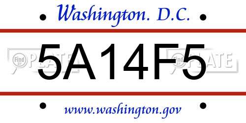 5A14F5 District Of Columbia License Plate