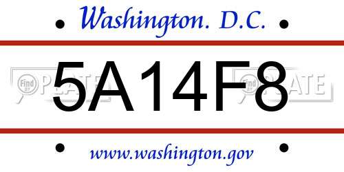 5A14F8 District Of Columbia License Plate