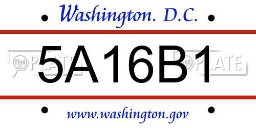 5A16B1 District Of Columbia License Plate