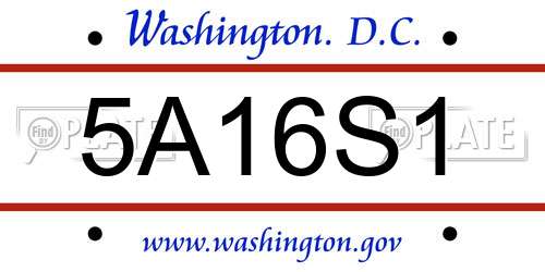 5A16S1 District Of Columbia License Plate