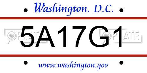 5A17G1 District Of Columbia License Plate