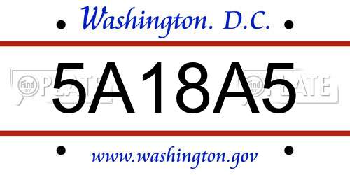 5A18A5 District Of Columbia License Plate