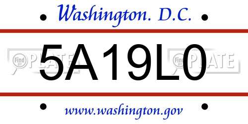5A19L0 District Of Columbia License Plate