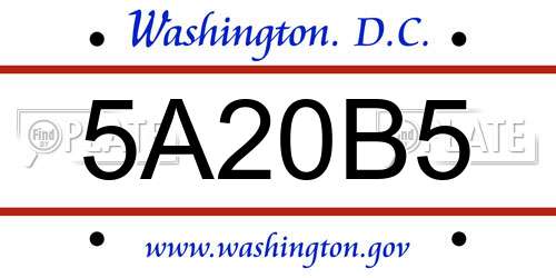 5A20B5 District Of Columbia License Plate