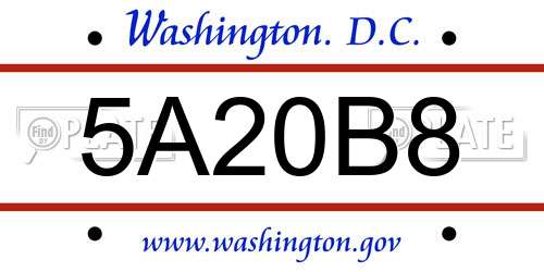 5A20B8 District Of Columbia License Plate