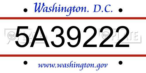 5A39222 District Of Columbia License Plate